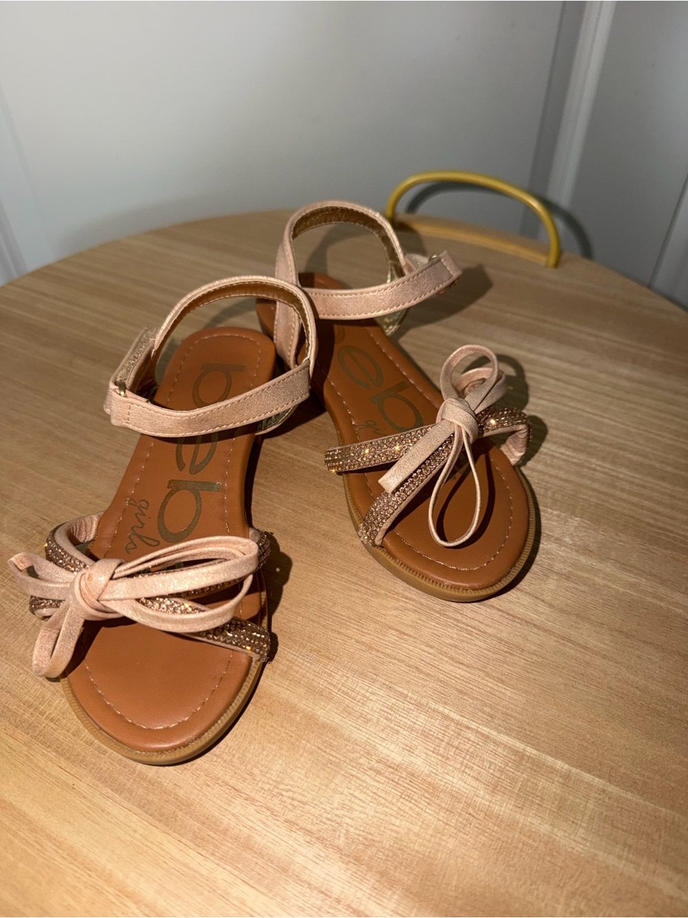 bebe Girls' Blush Bow Strap Sandals